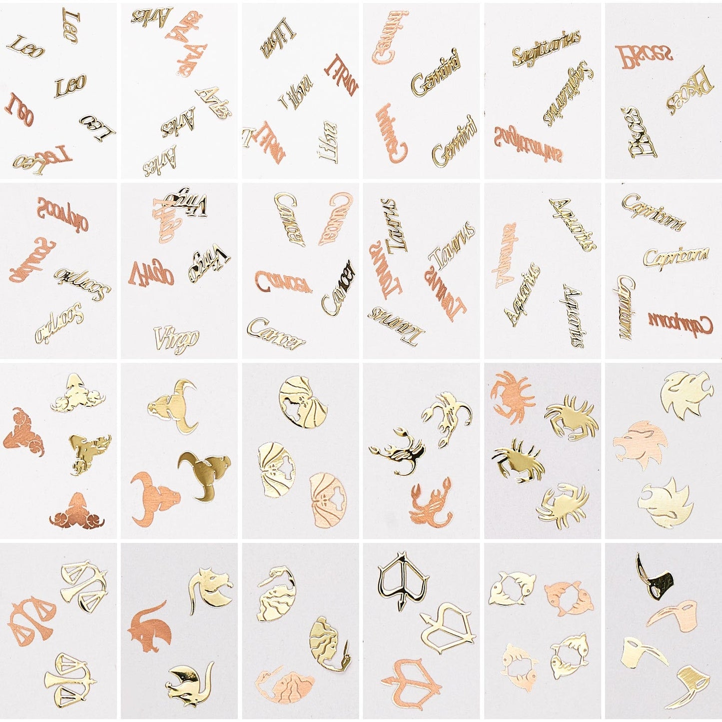 12 Grids/Box Zodiac Metallic Resin Filler