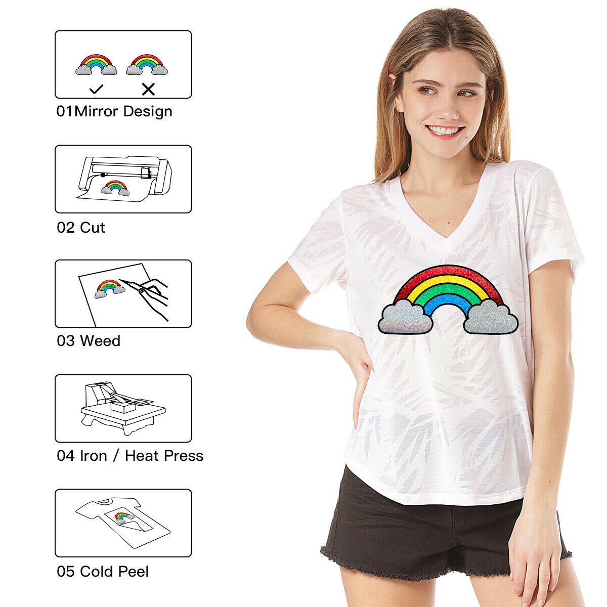 Glitter Heat Transfer Vinyl Roll Bundle