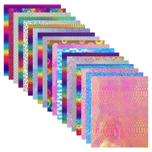 Sheets 30x20cm Holographic Adhesive Vinyl Starter Pack