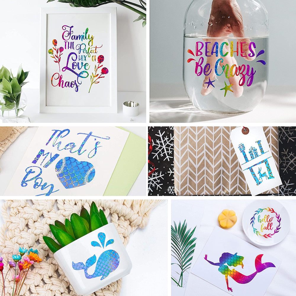 Sheets 30x20cm Holographic Adhesive Vinyl Starter Pack