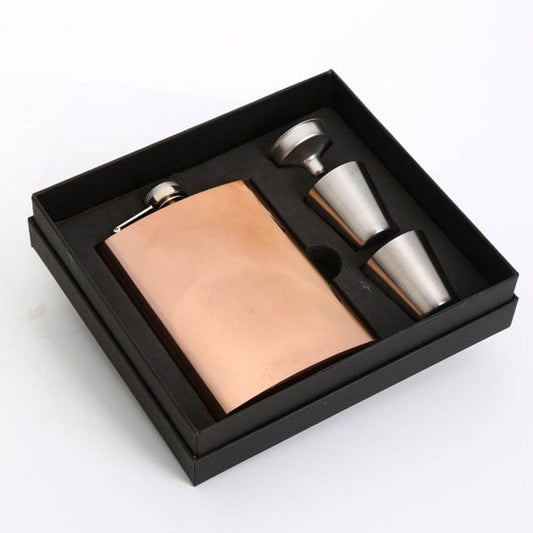 225ml Rainbow Gold Rose Stainless Steel Hip Flask Set Blanks