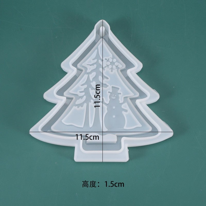 3D Layered Christmas Tree Ornament Snowman Resin Mould Resin Mould