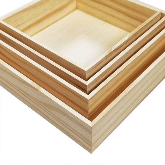 Pack Nestled Wood Organiser Tray Storage Box Blanks