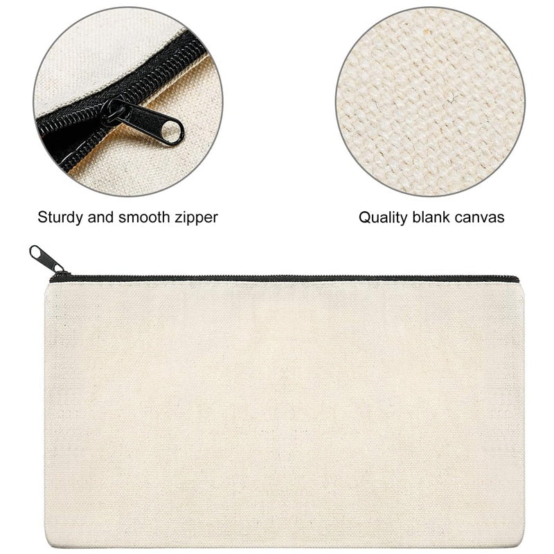 40 Pack Blank Canvas Zipper Bags Blanks
