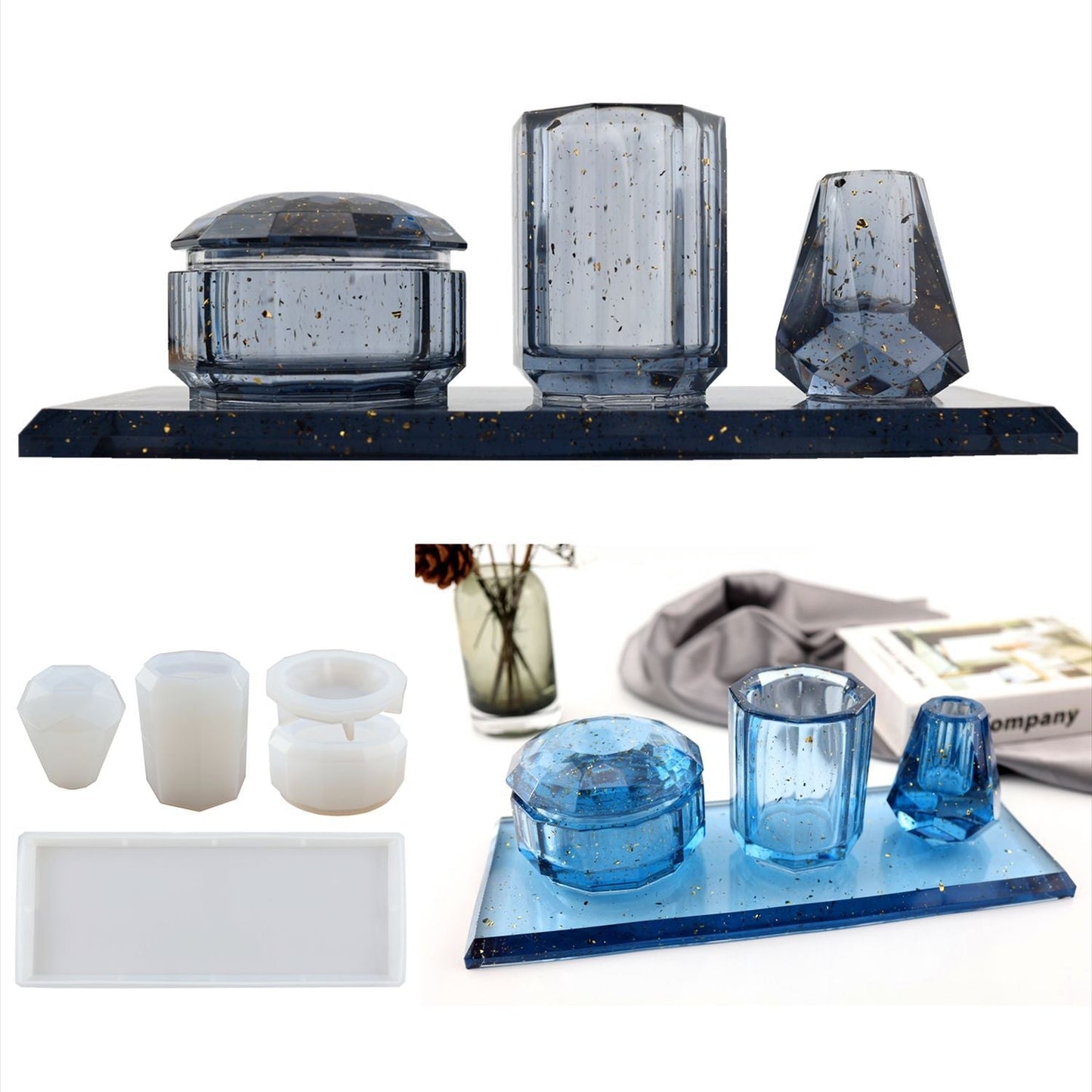 4Pcs Bathroom Accessories Silicone Moulds Set Mould