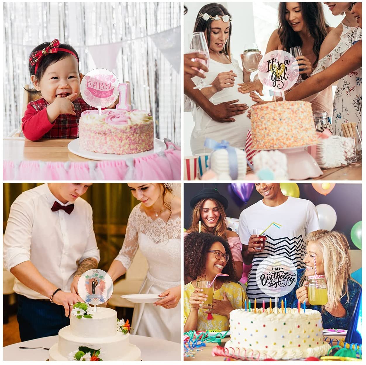 10pcs Blank Circle Acrylic Cake Toppers Blanks