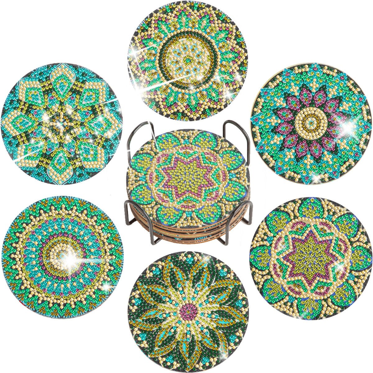  7 Pcs Diamond Painting Coasters with Holder,DIY Marine Life  Diamond Painting Kits for Adults & Kids,Diamond Art Kits for Craft Supplies.