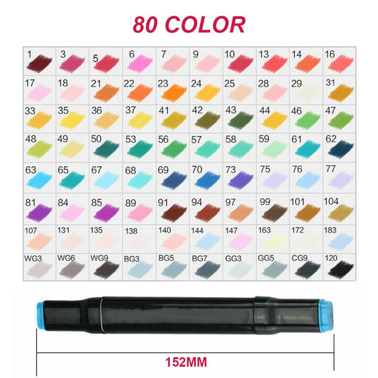 80 Colors Marker Pen Set Dual Headed Graphic Artist Sketch Copic Markers Home & Garden > Hobbies