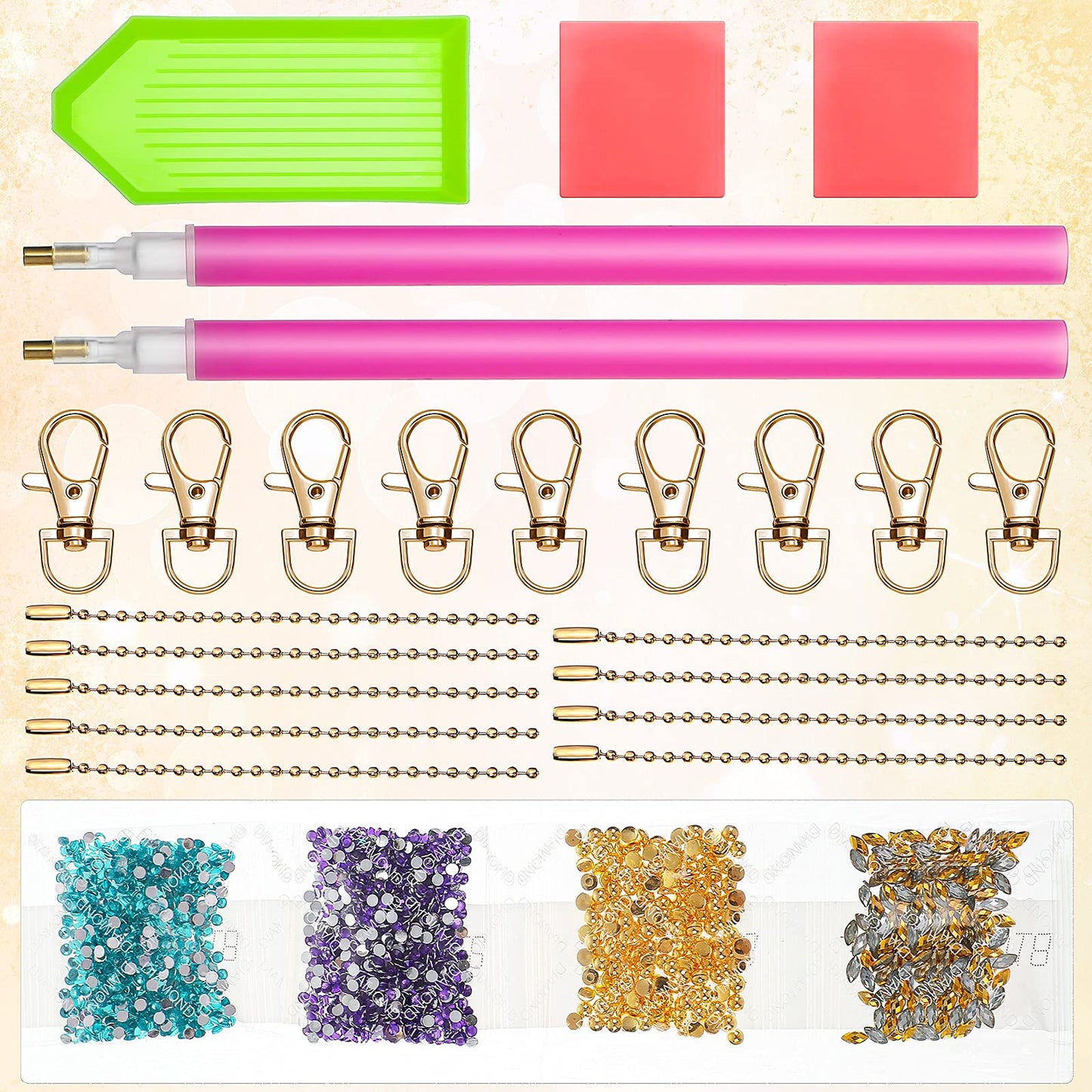 9Pcs Halloween 5D Diamond Painting Keychain Pendant Craft Kit