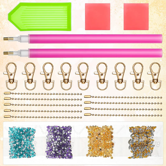 9Pcs Halloween 5D Diamond Painting Keychain Pendant Craft Kit