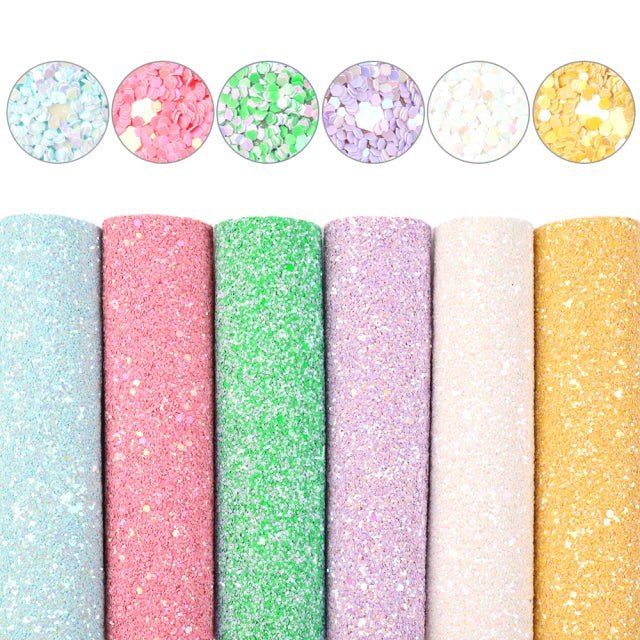 Size Chunky Glitter Faux Leather Sheets Packs Cut
