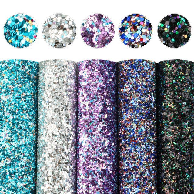 Size Chunky Glitter Faux Leather Sheets Packs Cut