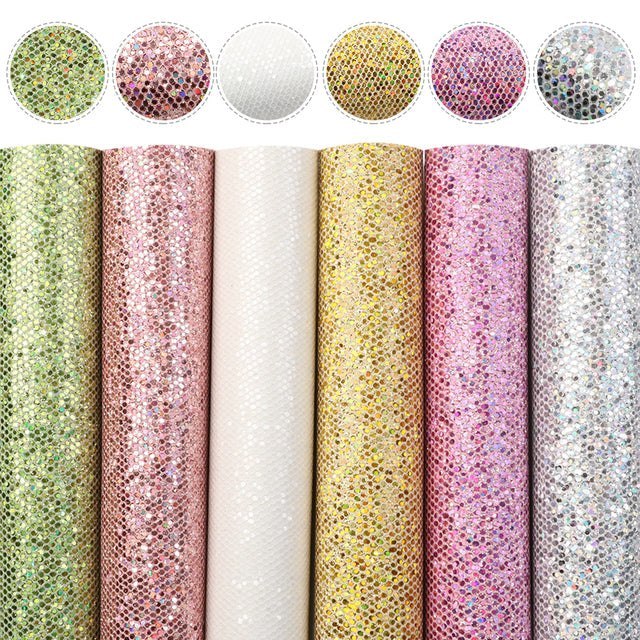 Size Chunky Glitter Faux Leather Sheets Packs Cut