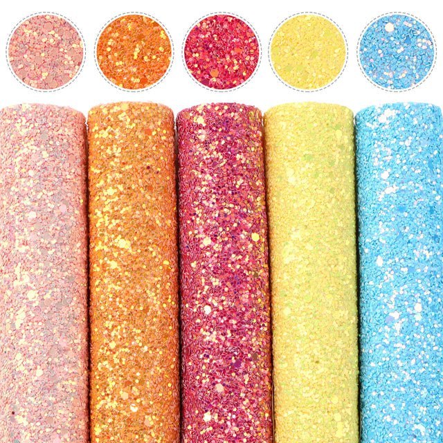 Size Chunky Glitter Faux Leather Sheets Packs Cut