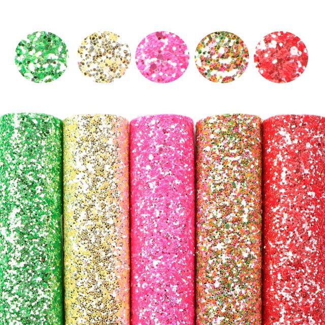 Size Chunky Glitter Faux Leather Sheets Packs Cut