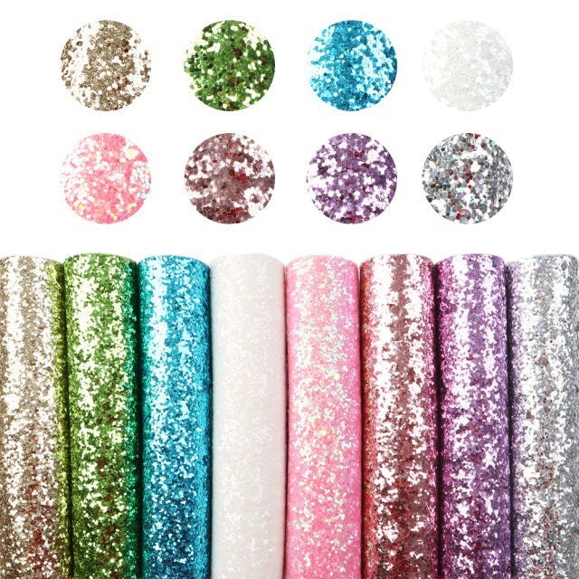 Size Chunky Glitter Faux Leather Sheets Packs Cut
