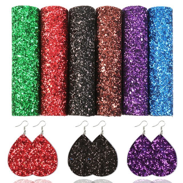 Size Chunky Glitter Faux Leather Sheets Packs Cut