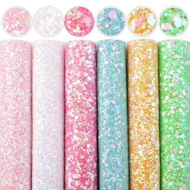 Size Chunky Glitter Faux Leather Sheets Packs Cut