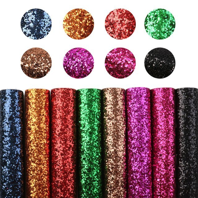 Size Chunky Glitter Faux Leather Sheets Packs Cut