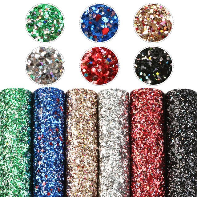 Size Chunky Glitter Faux Leather Sheets Packs Cut