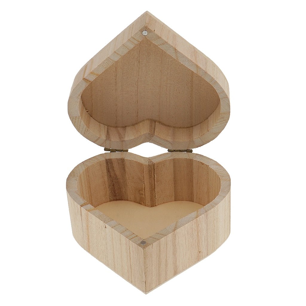 Blank Heart Shape Wooden Jewelry Gift Box Blanks