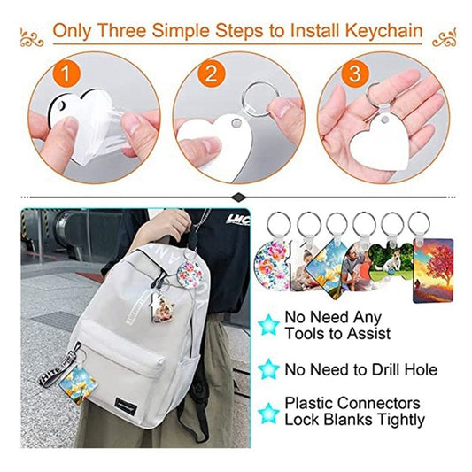 Bulk Dye Sublimation Key Ring Blanks