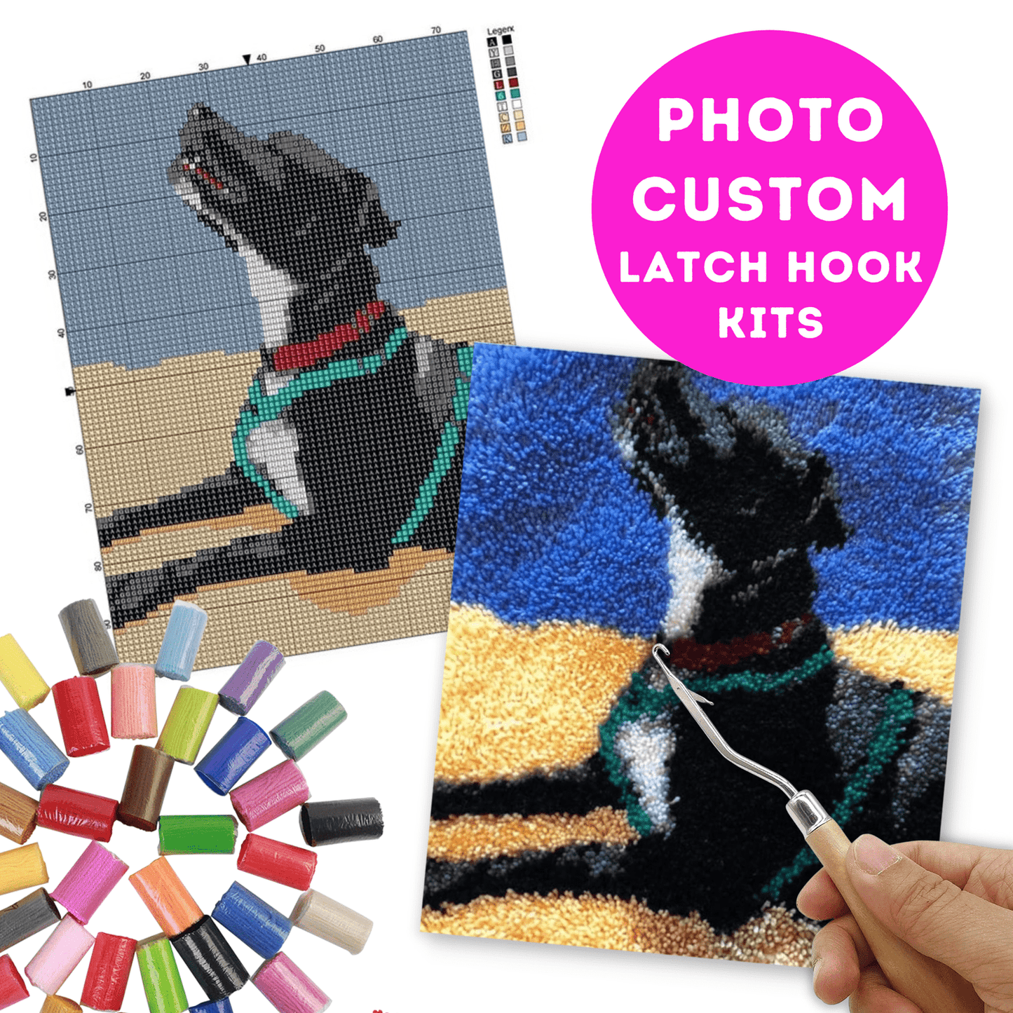 Customised Latch Hook Rug Making Kits - Large Photo Latch Hook Rug Kit