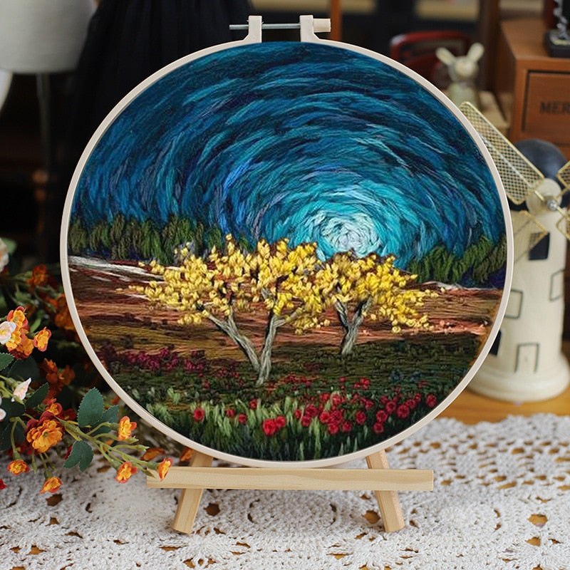 DIY Embroidery Kit - Circular Skyline Embroidery
