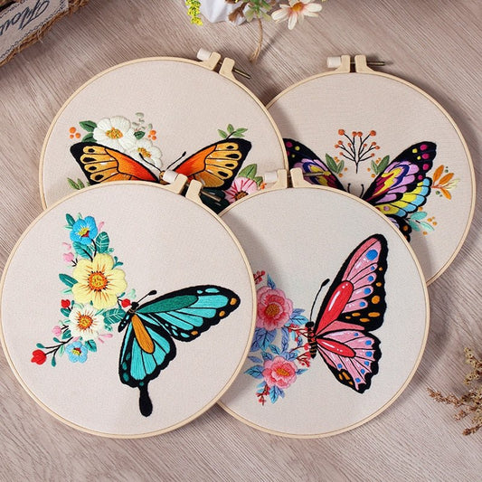 DIY Embroidery Kit Floral Butterfly Range Embroidery