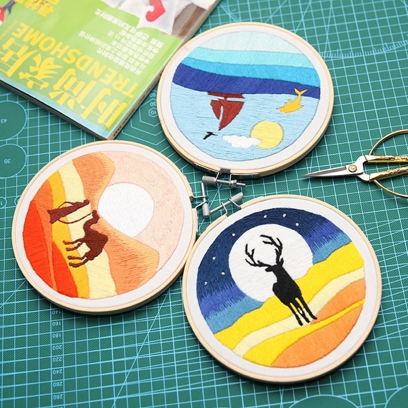 DIY Embroidery Kit - Night time Deer Embroidery