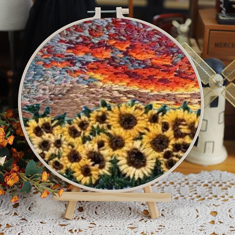 DIY Embroidery Kit - Sunset Sunflower Field Embroidery