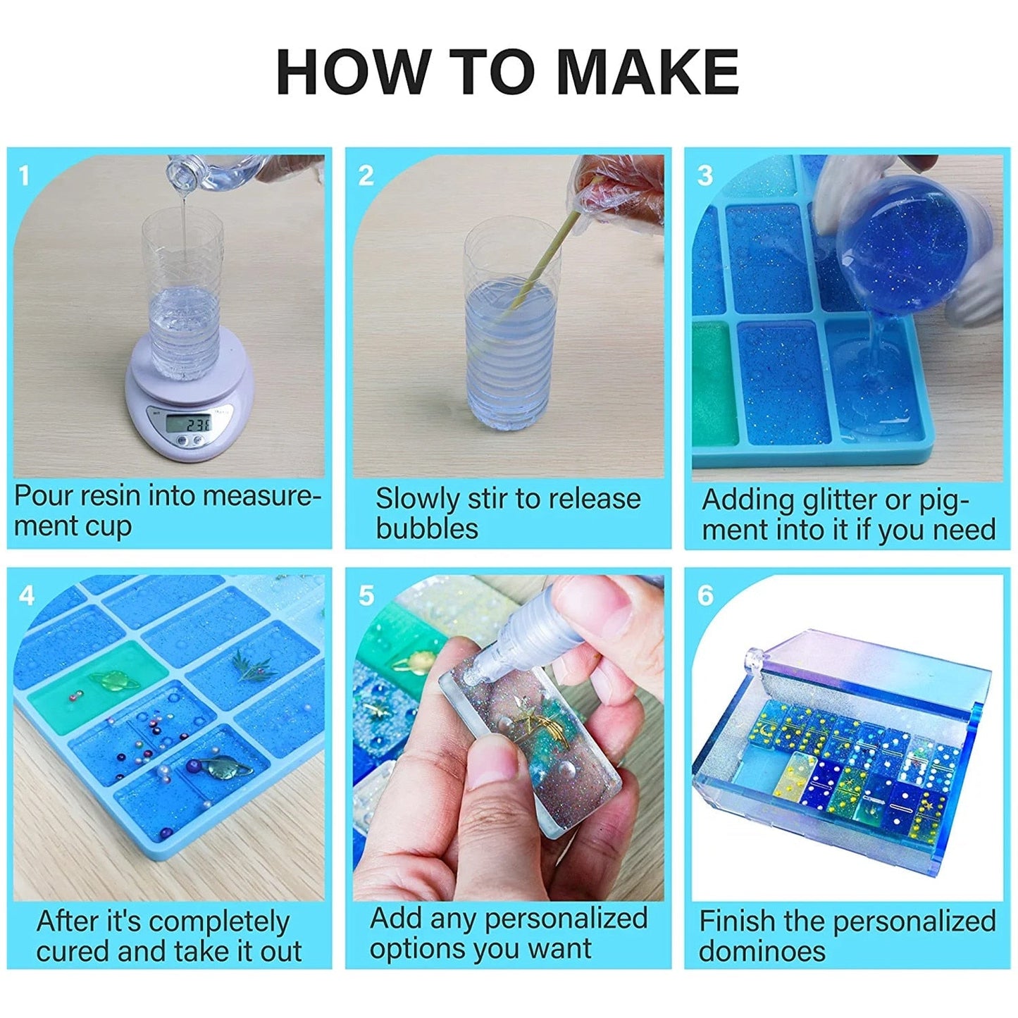 DIY Epoxy Resin Domino TIles and Storage Box Silicone Moulds Set Resin Moulds