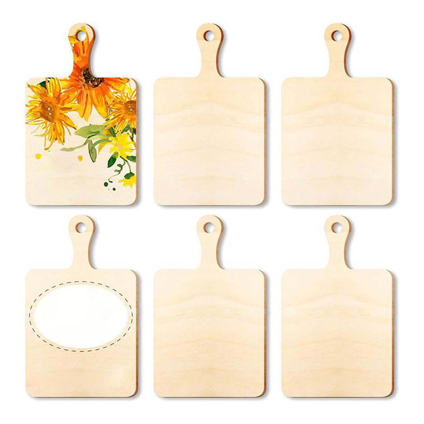 Decorative Wooden Paddle Chopping Board Blanks 6Pcs/Set