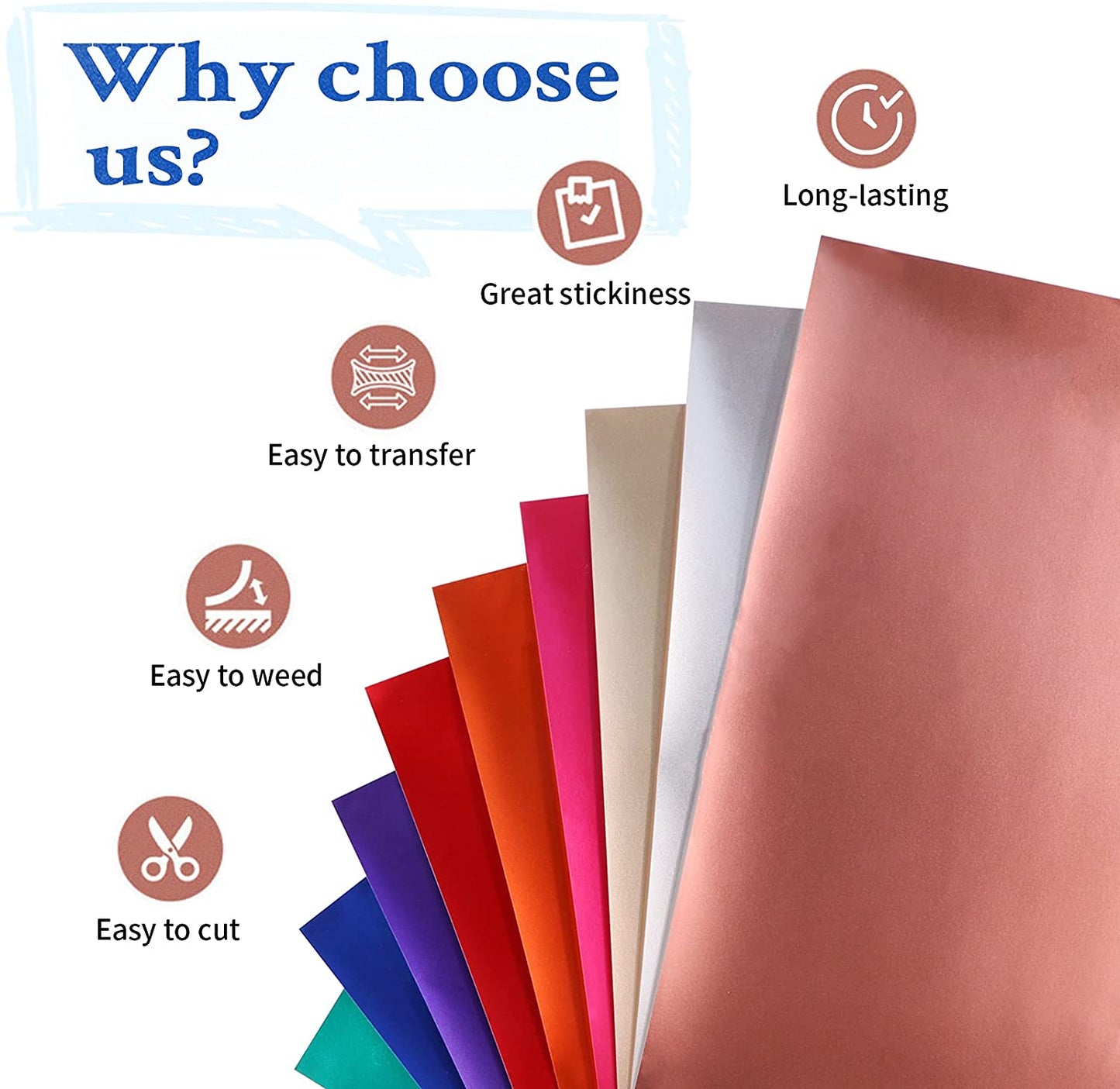 HTVRONT 30X30cm Matte Metallic Permanent Adhesive Vinyl Bundle 9 x Sheets