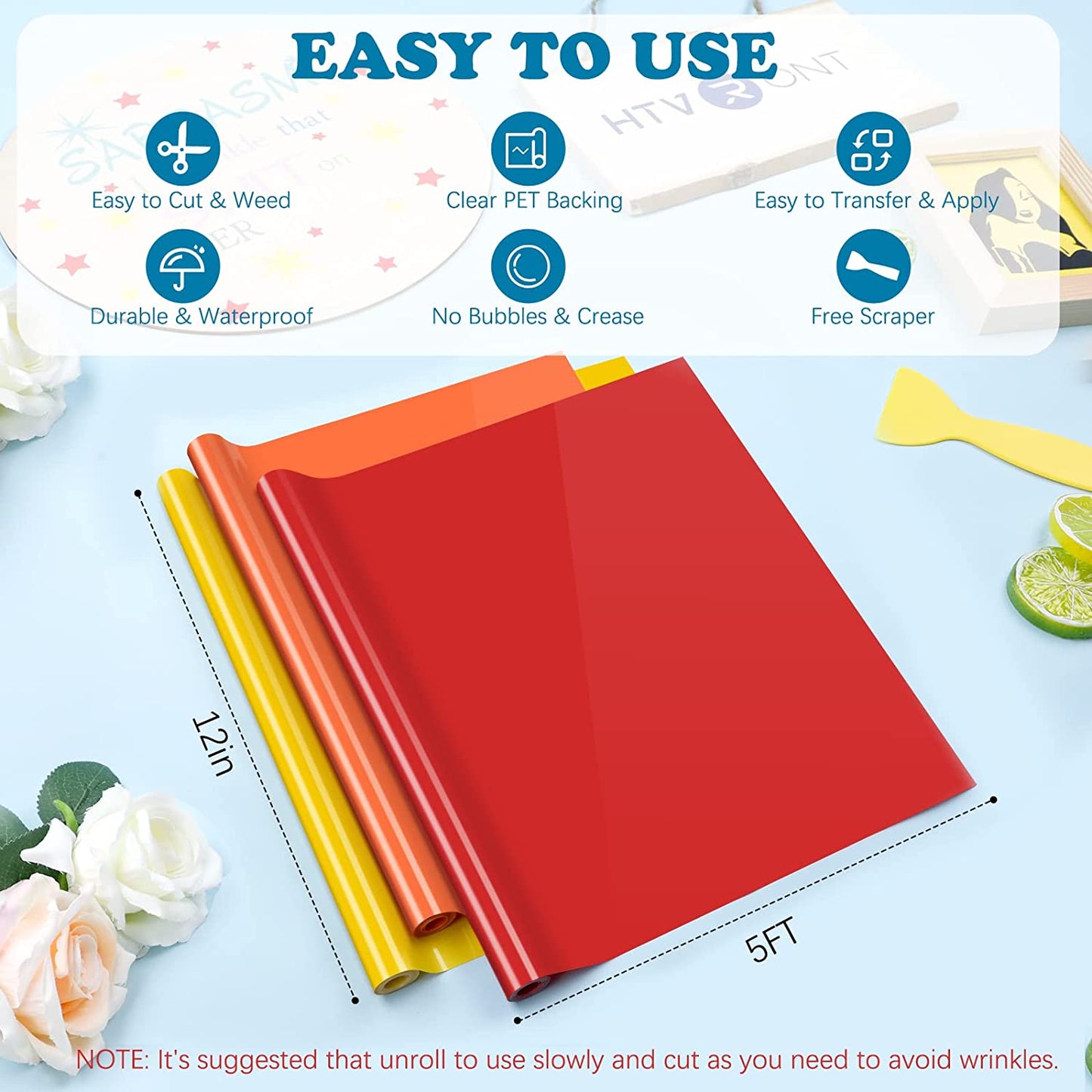 Multi Colours Permanent Adhesive Vinyl Starter Pack - 12 12" x 5FT