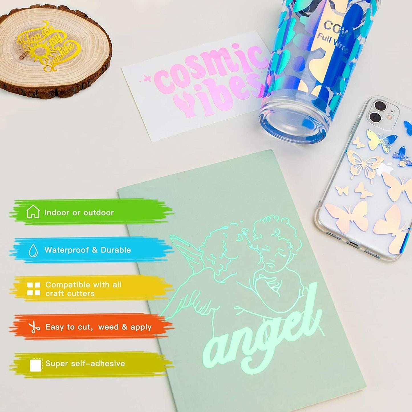 Holographic Adhesive Vinyl Sheets 12pcs 30cmX30cm