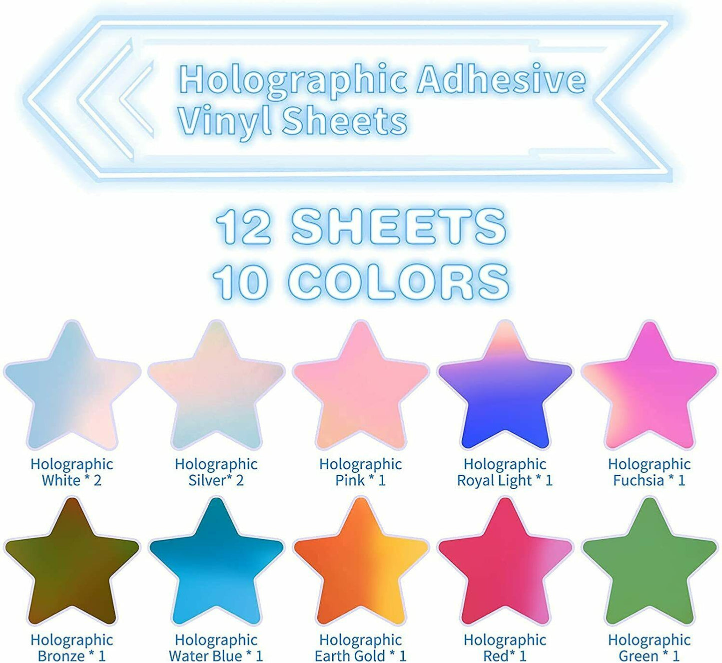 Holographic Adhesive Vinyl Sheets 12pcs 30cmX30cm