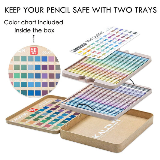 Kalour Metallic Colour Pencil 50pcs Set Colouring