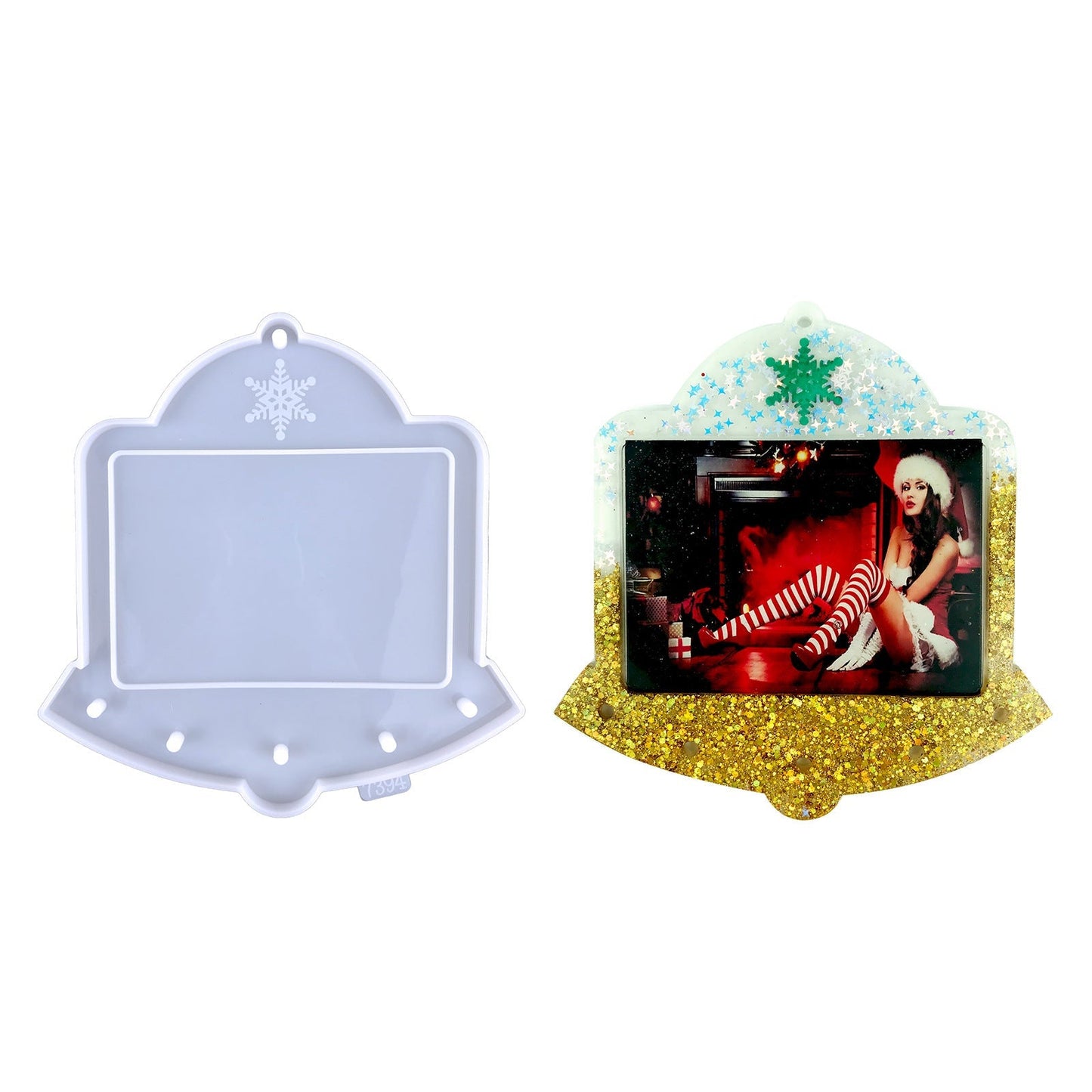 Large Christmas Hanging Photo Frame Ornament Resin Mould
