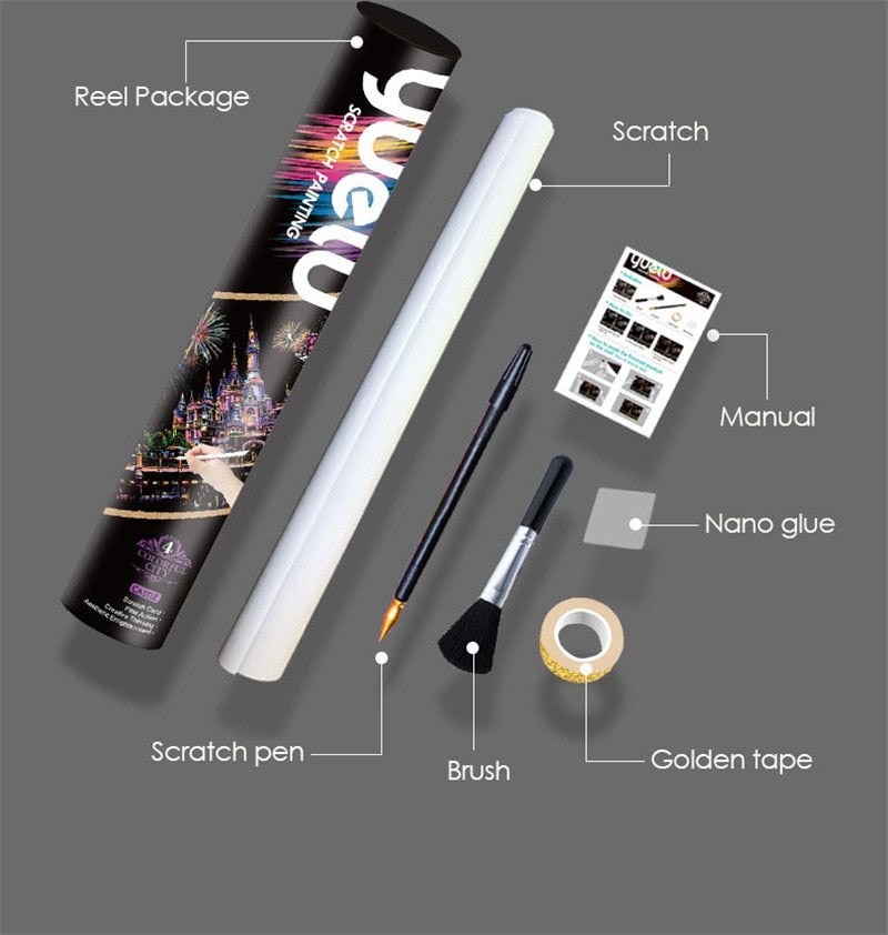 Large DIY Scratch Art Painting Kit 75*52 CM - Louvre Scratch Art Kit