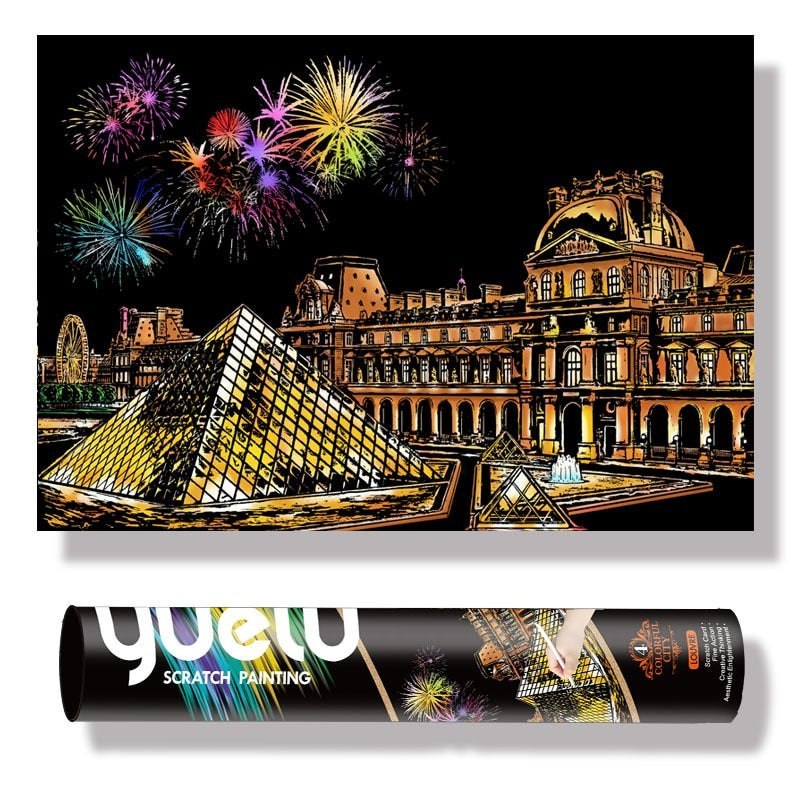 Large DIY Scratch Art Painting Kit 75*52 CM - Louvre Scratch Art Kit