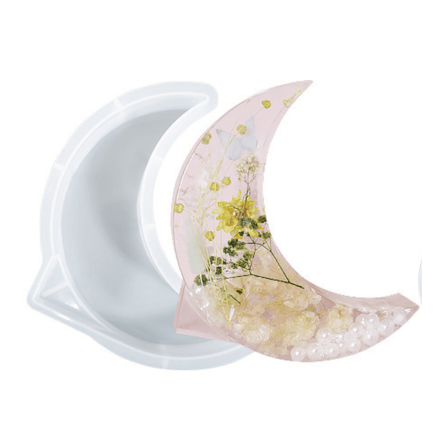 Large Flower Memorial Epoxy Resin Silicone Mould - Crescent Moon