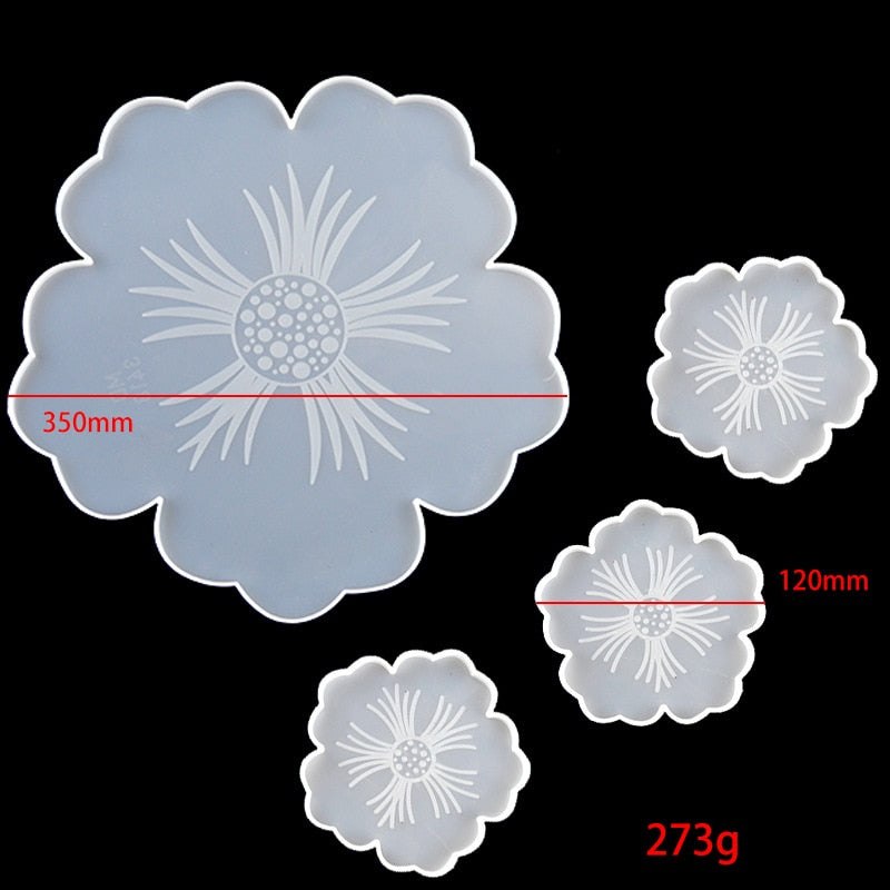 Large Flower Tray & Coaster Silicone Mould Set Resin