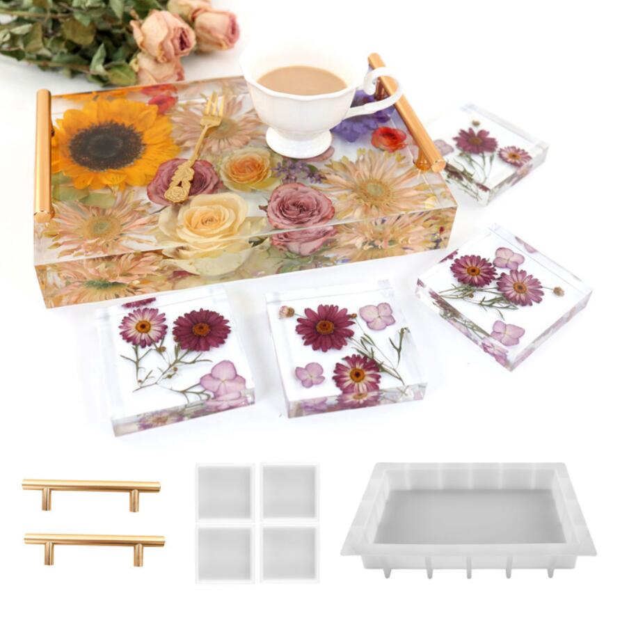 Large Serving Tray and Coaster Epoxy Resin Silicone Mould Kit
