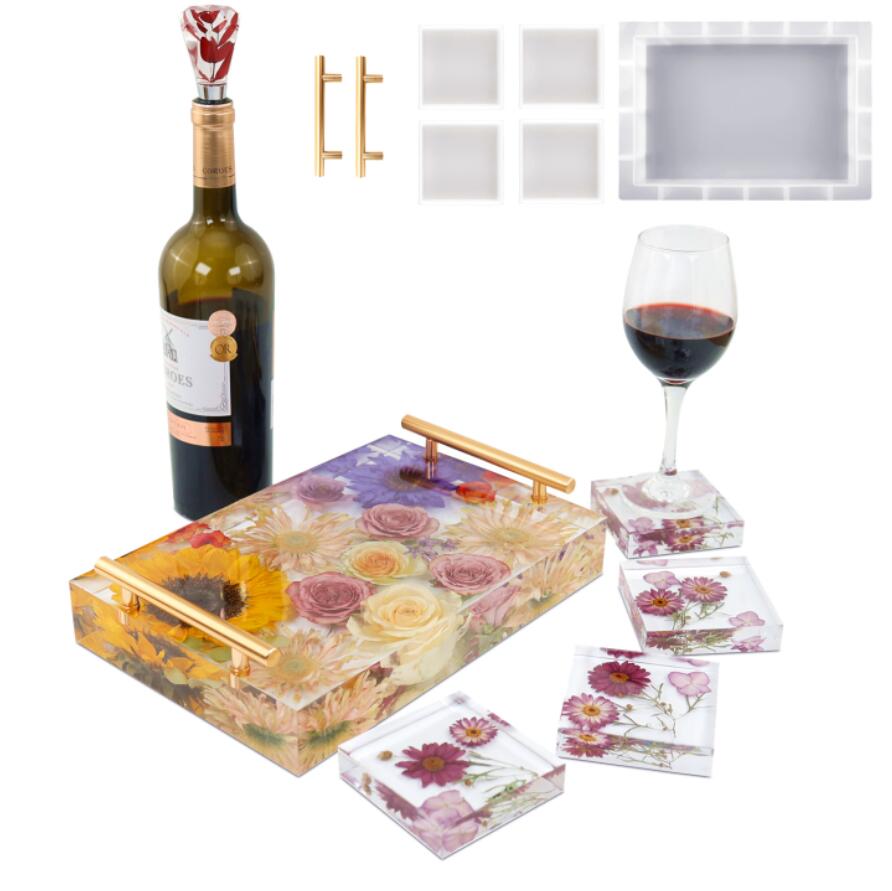Large Serving Tray and Coaster Epoxy Resin Silicone Mould Kit