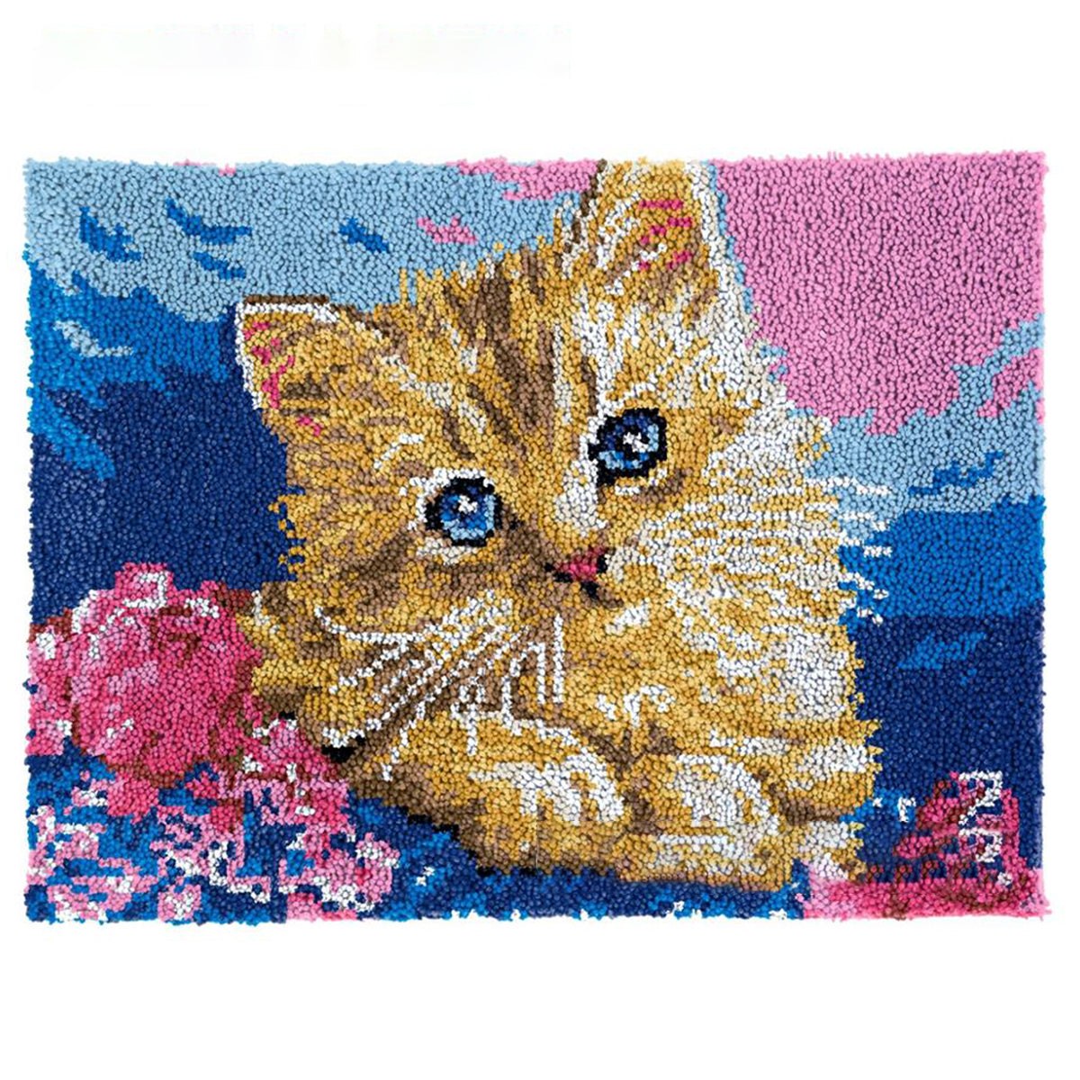 Latch Hook Kit - Rug Making Kit Cute Kitten 81x61cm Latch Hook Rug Kit
