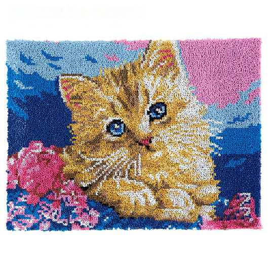 Latch Hook Kit - Rug Making Kit Cute Kitten 81x61cm Latch Hook Rug Kit