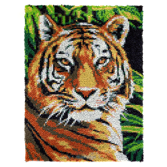 Latch Hook Kit - Rug Making Kit Jungle Tiger 61x82cm Latch Hook Rug Kit