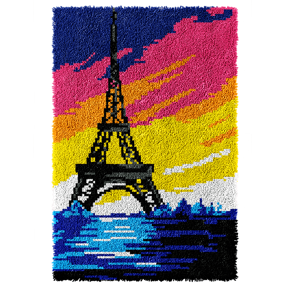 Latch Hook Kit - Rug Making Kit Paris Sunset 58x87cm Latch Hook Rug Kit