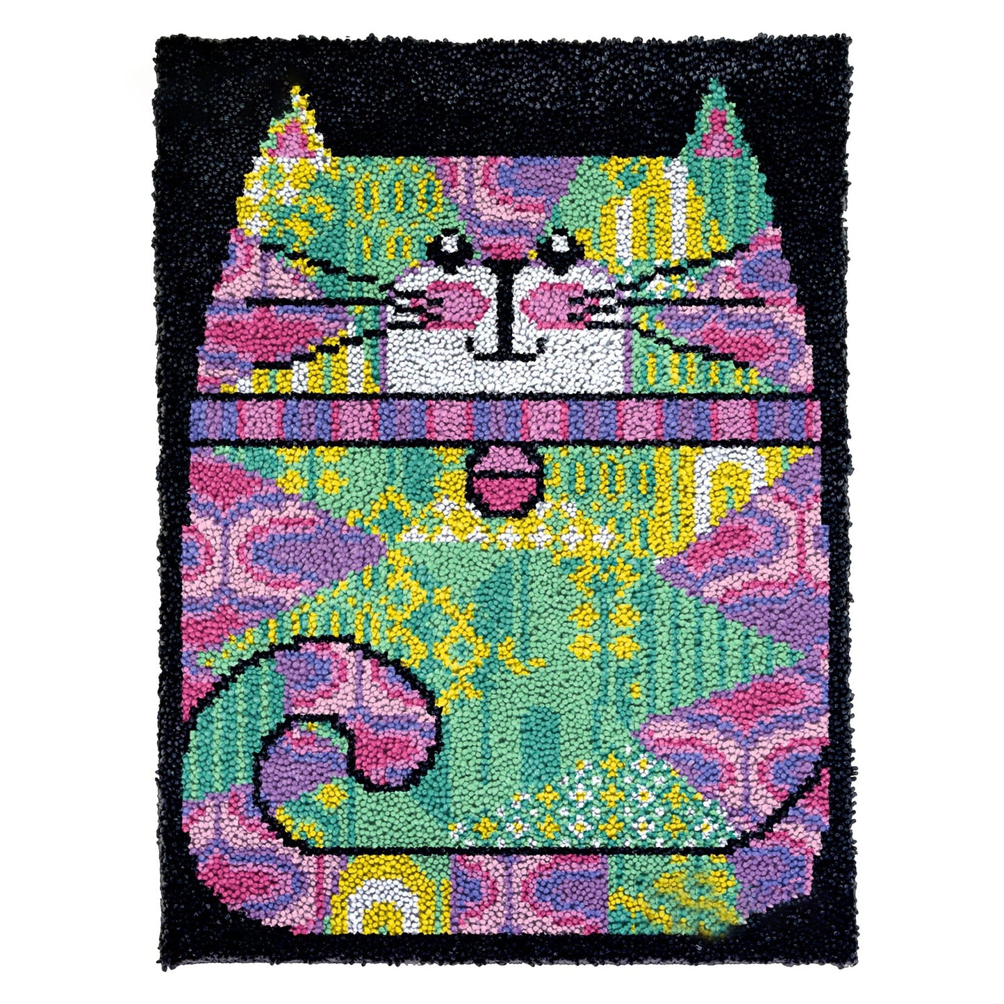 Latch Hook Kit - Rug Making Kit Patchwork Cartoon Kitten 61x81cm